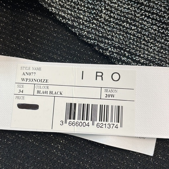 IRO Noize Ruffled Wrap Effect Metallic Silver Black Rib Knit Mini Party Dress 34 - Picture 10 of 14